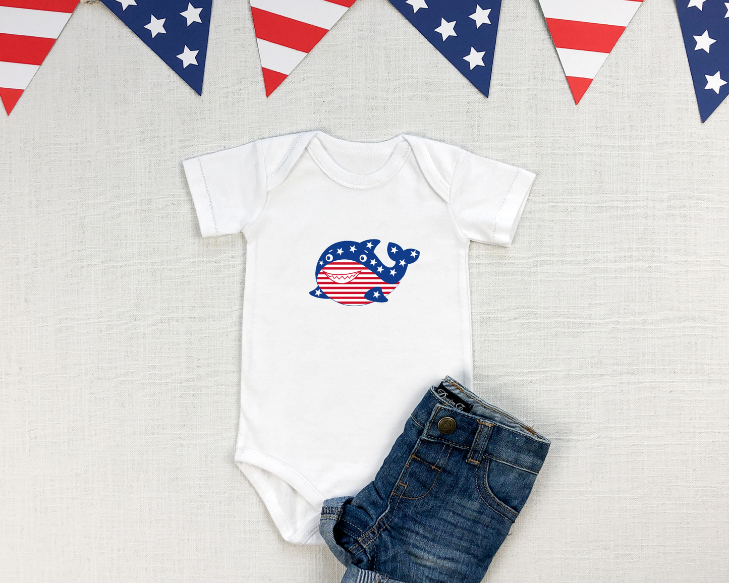 4th of July- Whale Onesie