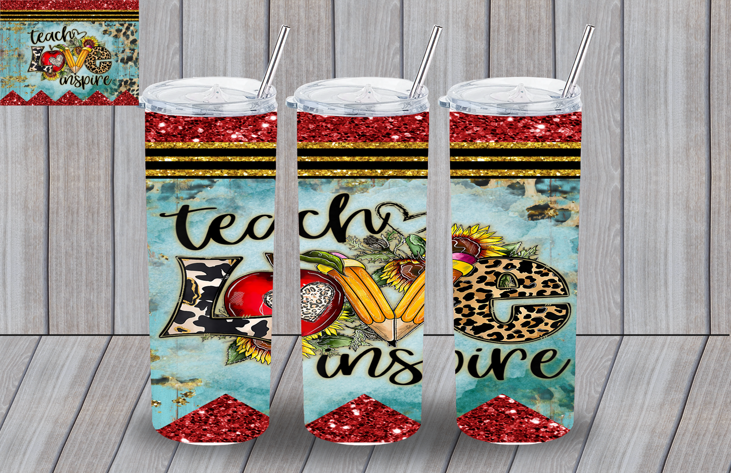 Teach Love Inspire Teacher Tumbler