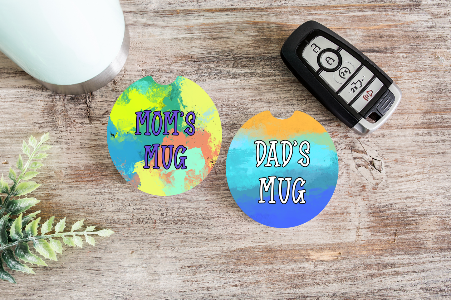 Mom's Mug & Dad's Mug Car Coaster