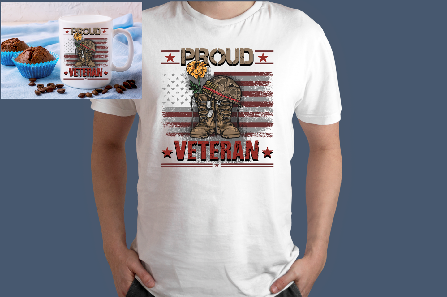 Proud Veteran T-Shirt and Mug Set