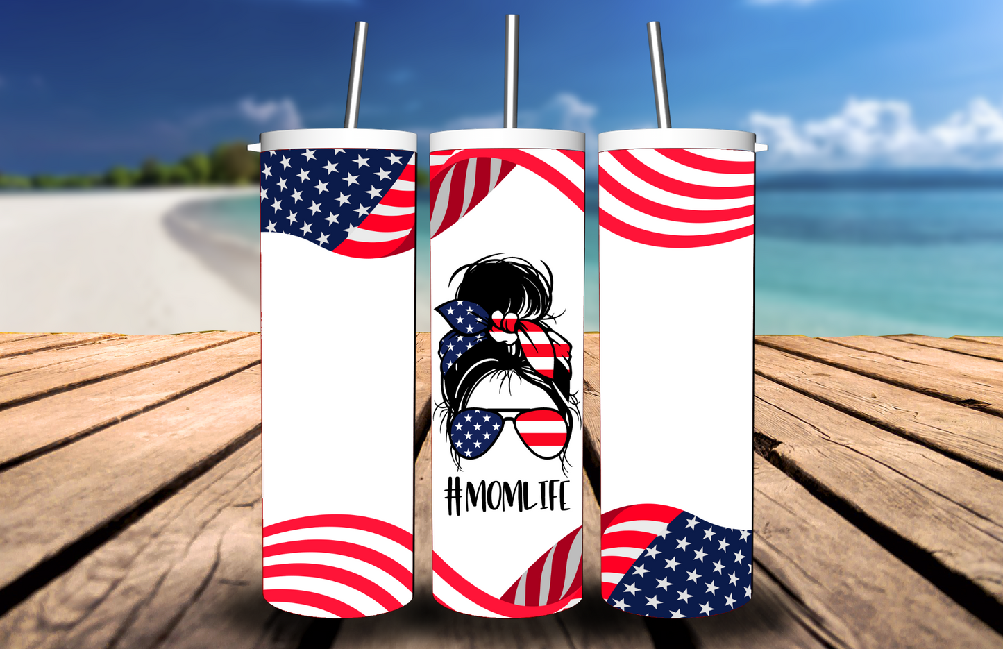 4th of July - Patriotic American Mom Life Tumbler