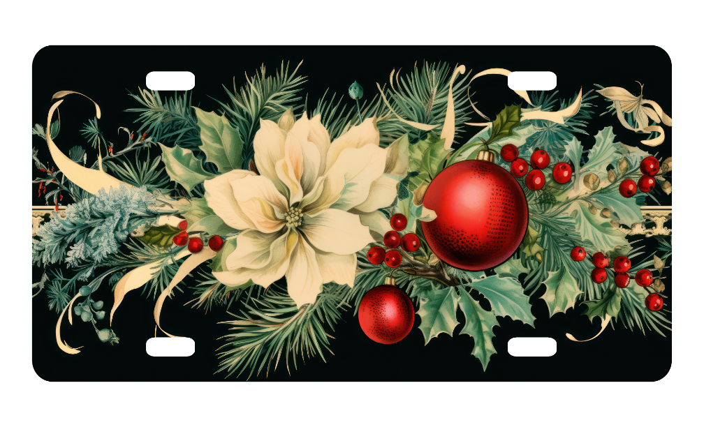 Christmas Flower Garland License Plate