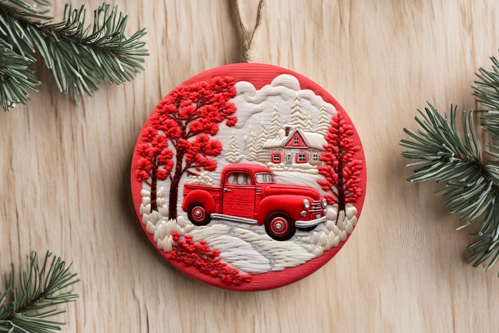 Christmas Red Vintage Truck