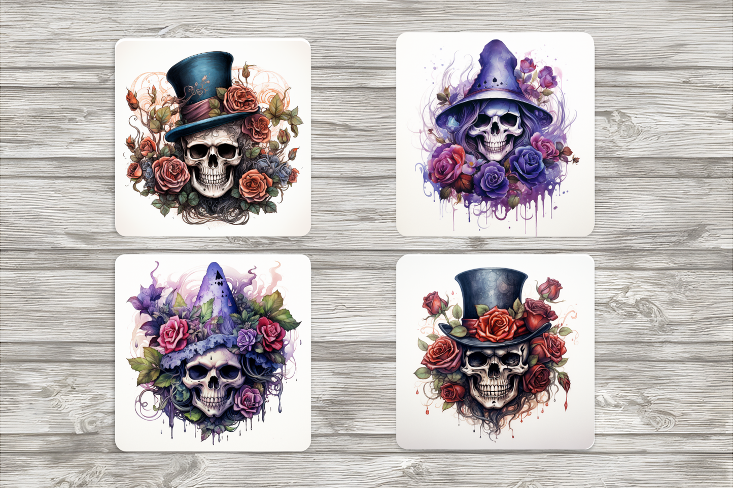 Floral Skulls Coasters