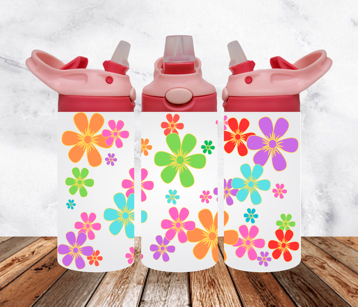 Retro Flowers Flip Top Tumbler