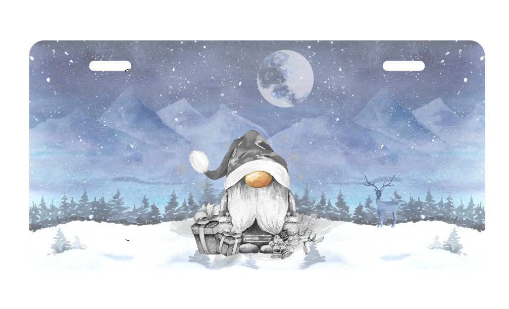Blue Gnome Winter License Plate