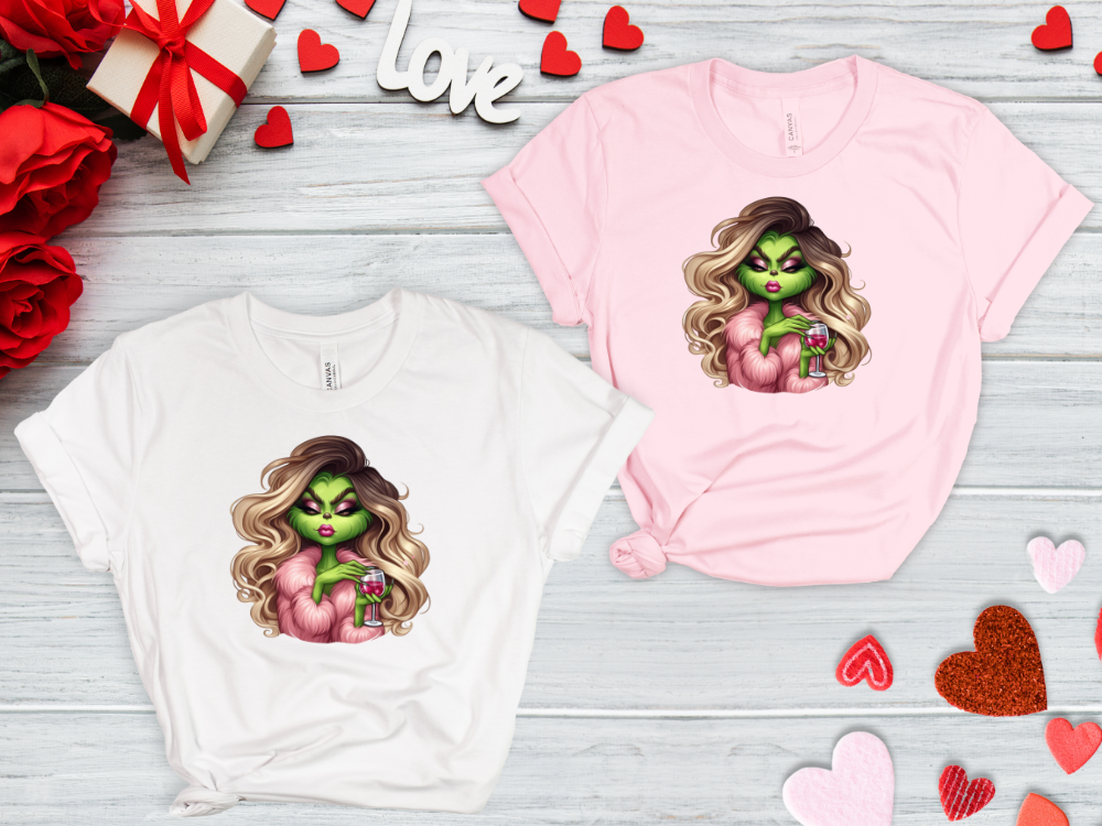 Green Girl with Wine Shirt