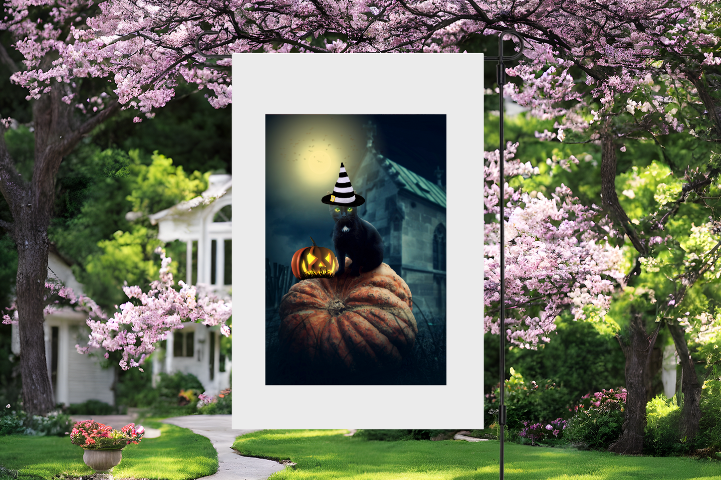 Halloween Black Cat Garden Flag