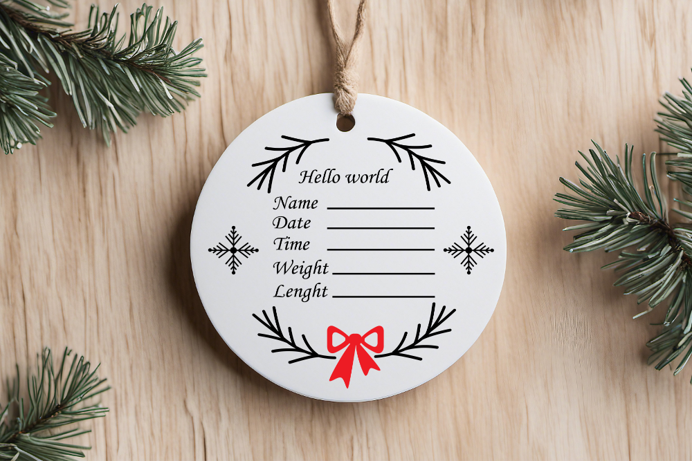 Hello World Baby Announcement Ornament