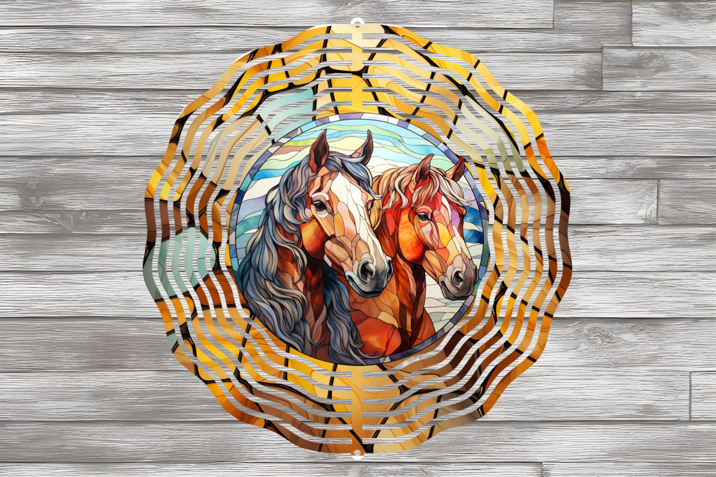 Stain Glass Horses Wind Spinner