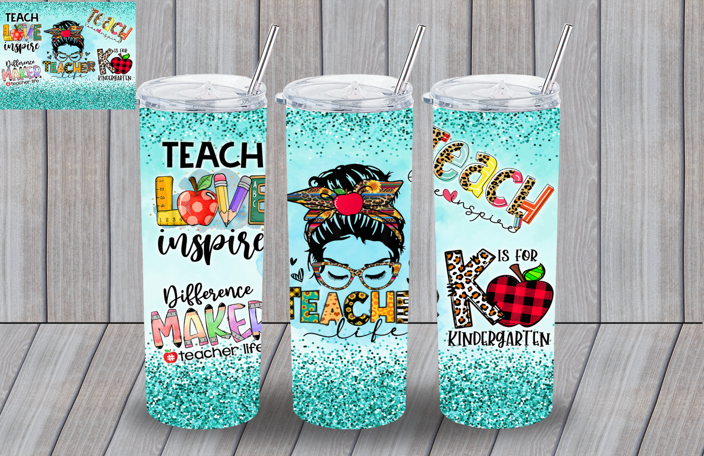 Messy Bun Teacher Tumbler