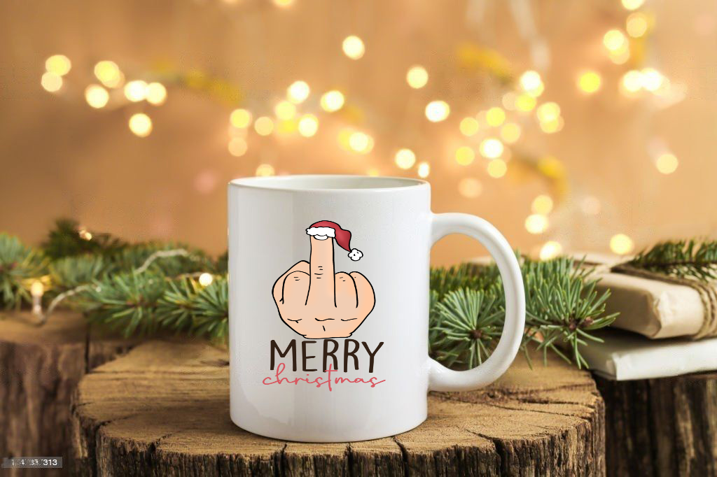Middle Finger Santa Hat Mug