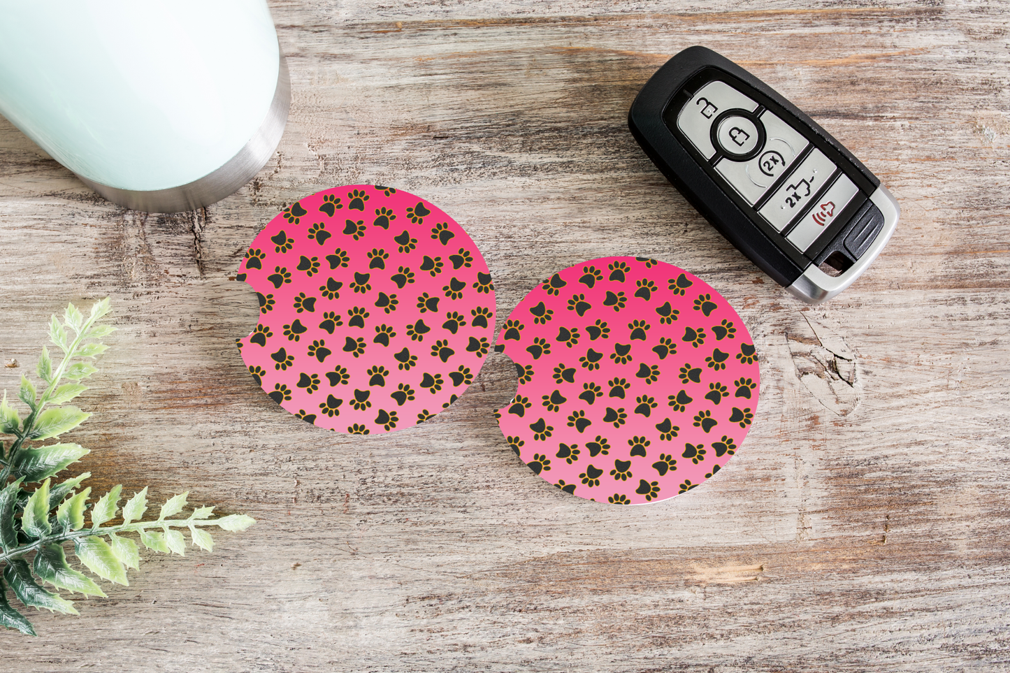 Pink Paw Print Car Coaster