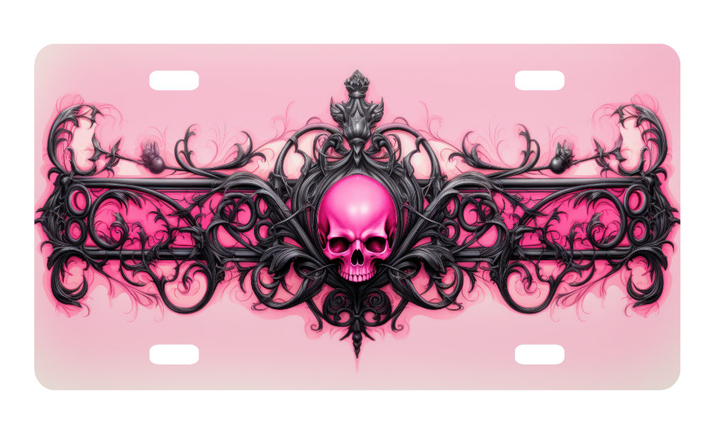 Pink Skull License Plate