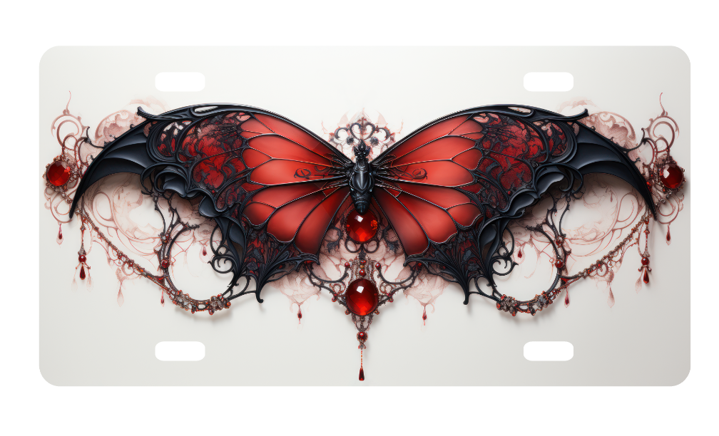 Red Vampire Butterfly License Plate