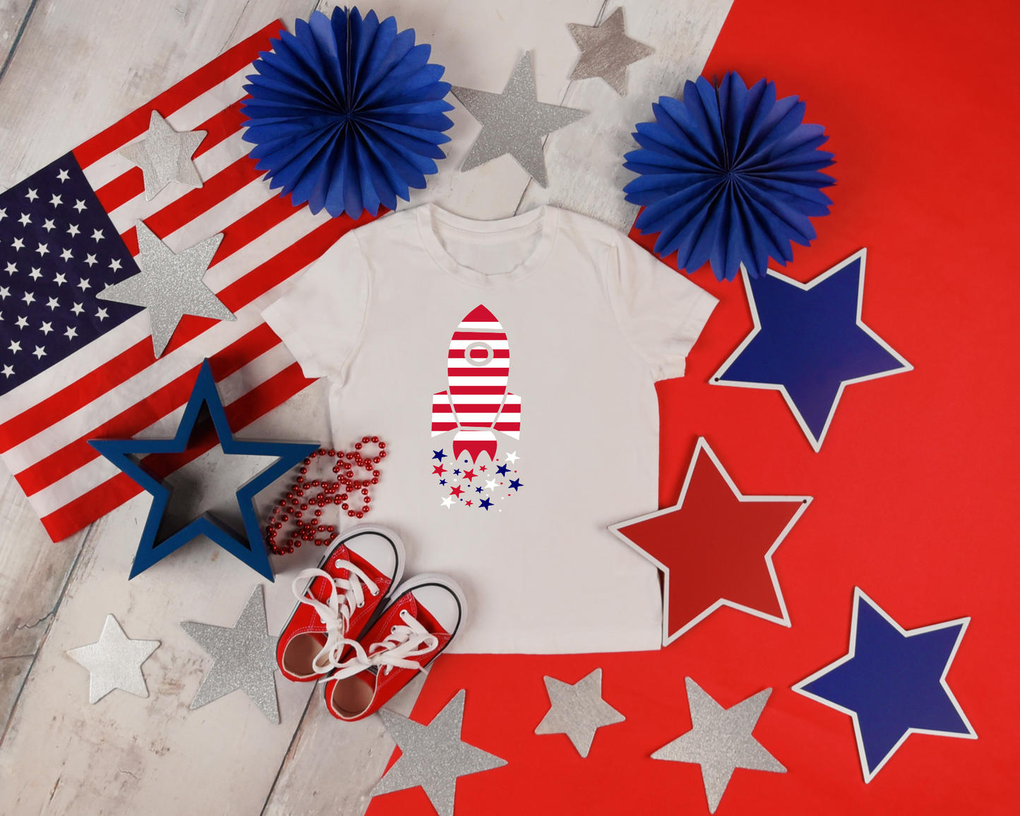 4th of July- Patriotic Rocket Kid T-Shirt