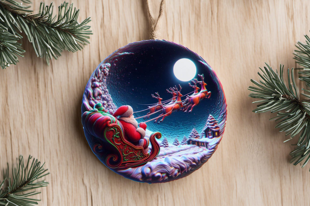 Santa With Reindeer Ornament