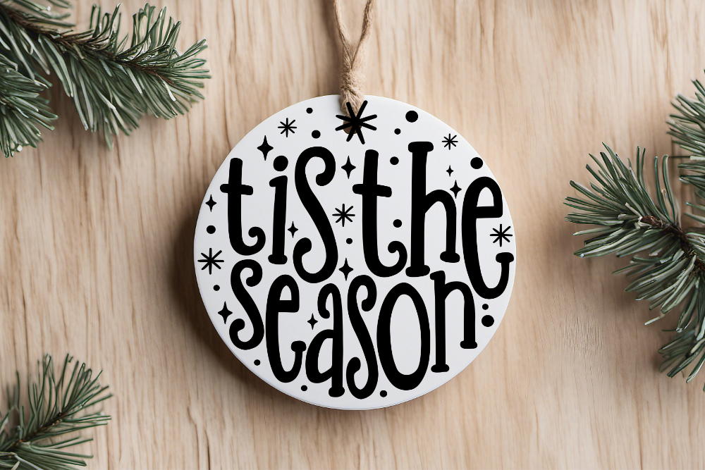 Traditional Christmas Sayings- Black & White Ornaments