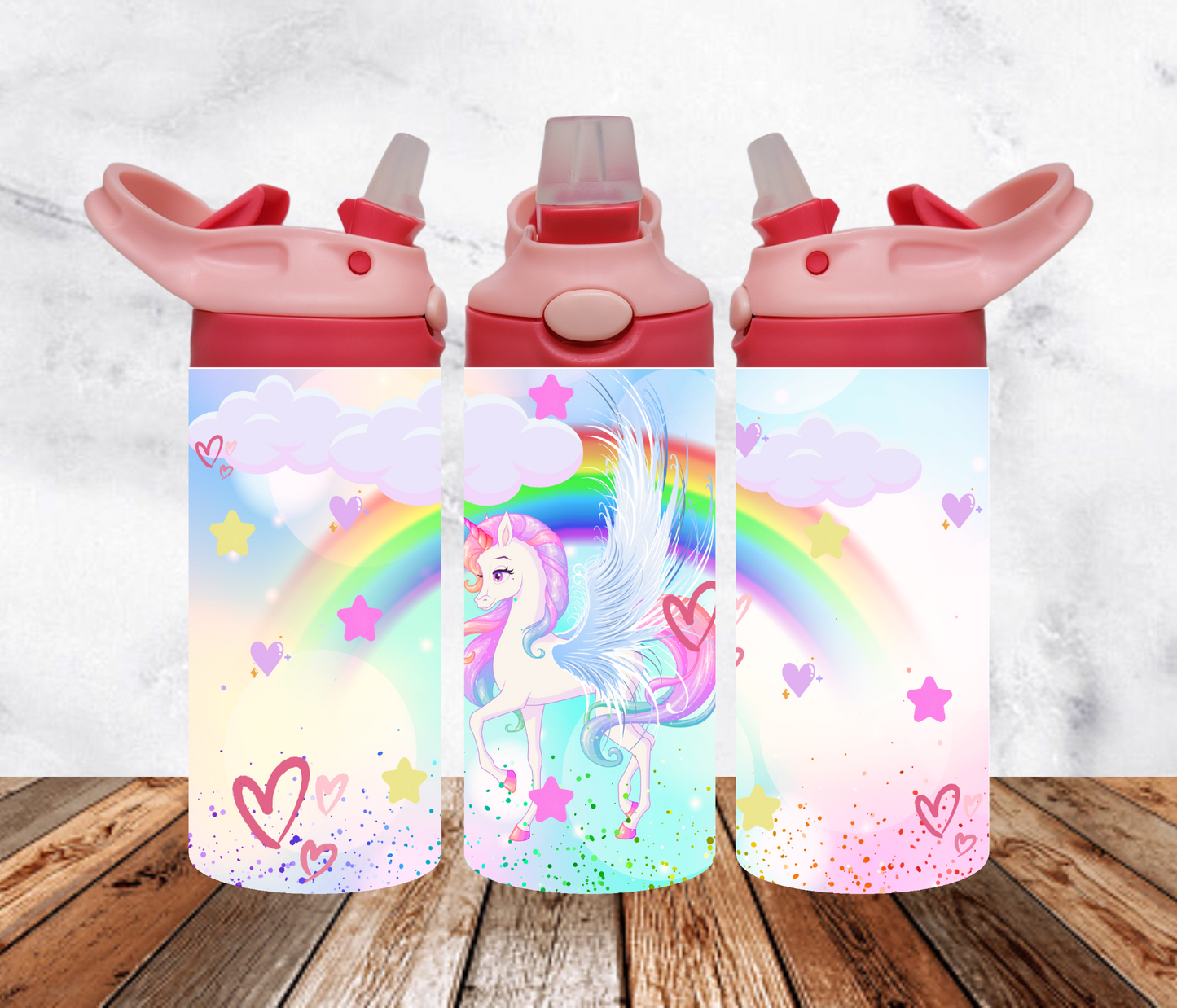 Unicorn & Rainbow/Stars/Hearts Flip Top Tumbler