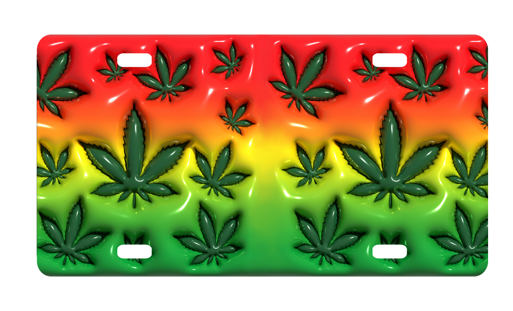 Weed Leaf Puff License Plate
