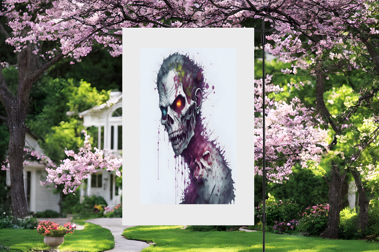 Halloween Zombie Garden Flag