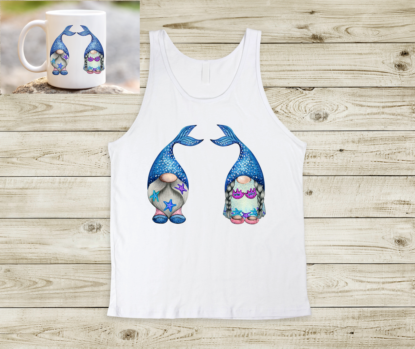 Mermaid Gnomes Tank Top and Coffee Mug Set