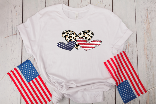 4th of July- Patriotic Hearts T-Shirt