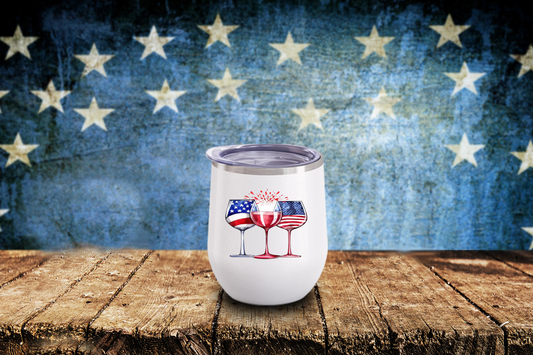 4th of July- Patriotic Wine Glasses Wine Tumbler