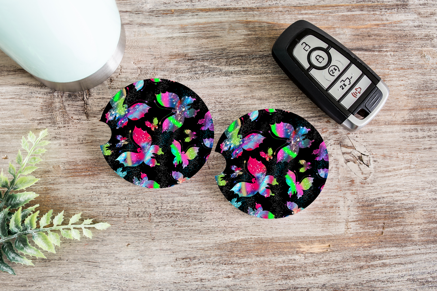 Colorful Butterfly Car Coasters