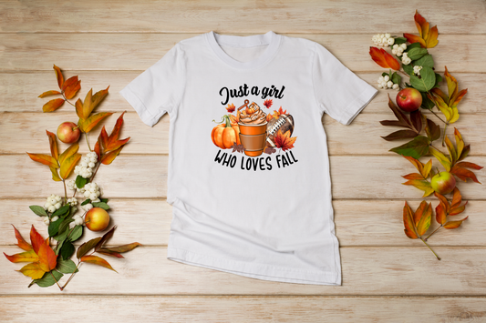 Just A Girl Who Loves Fall- Football T-Shirt