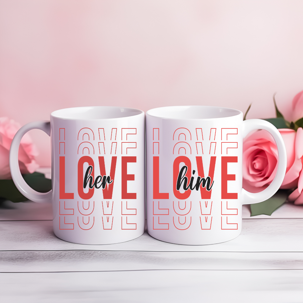 Love Him/Her Couples Mug Set