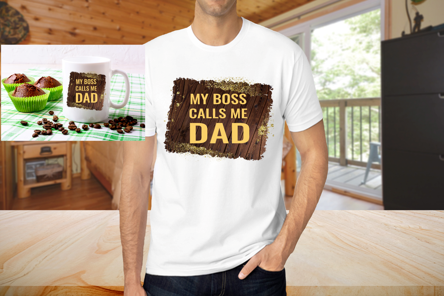 My Boss Calls Me Dad T-Shirt and Mug Set