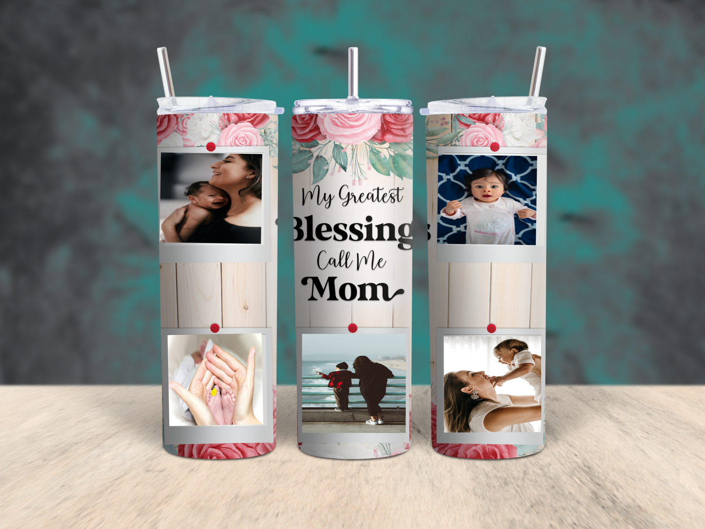 My Greatest Blessings Call Me Mom Customized Photo Tumbler