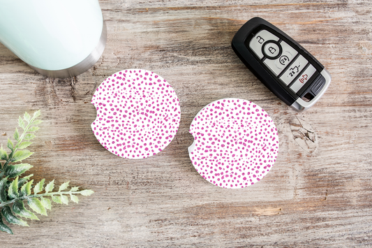 Glitter Cheetah Pink Car Coaster