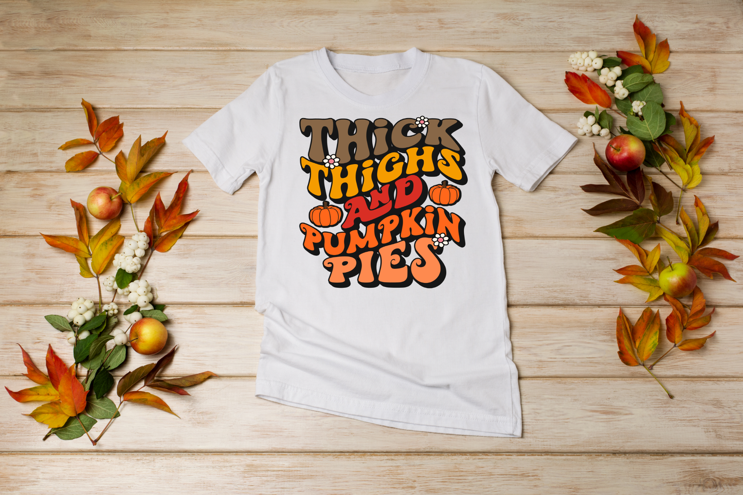 Retro Thick Thighs And Pumpkin Pies T-Shirt