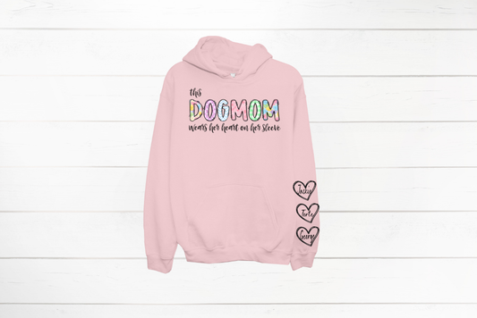 Valentine- This Dogmom Wears Her Heart On Her Sleeve Hoodie