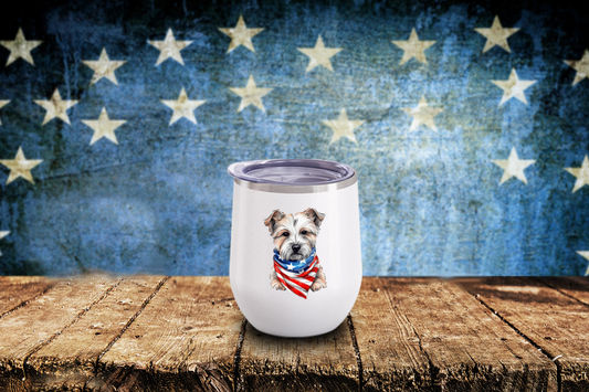 4th of July- Patriotic Yorkie Wine Tumbler