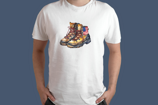 4th of July-Patriotic American Flag Boots T-Shirt