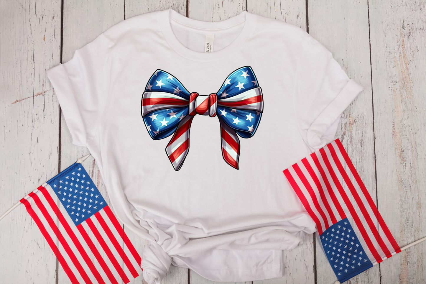 4th of July- Patriotic American Bow T-Shirt