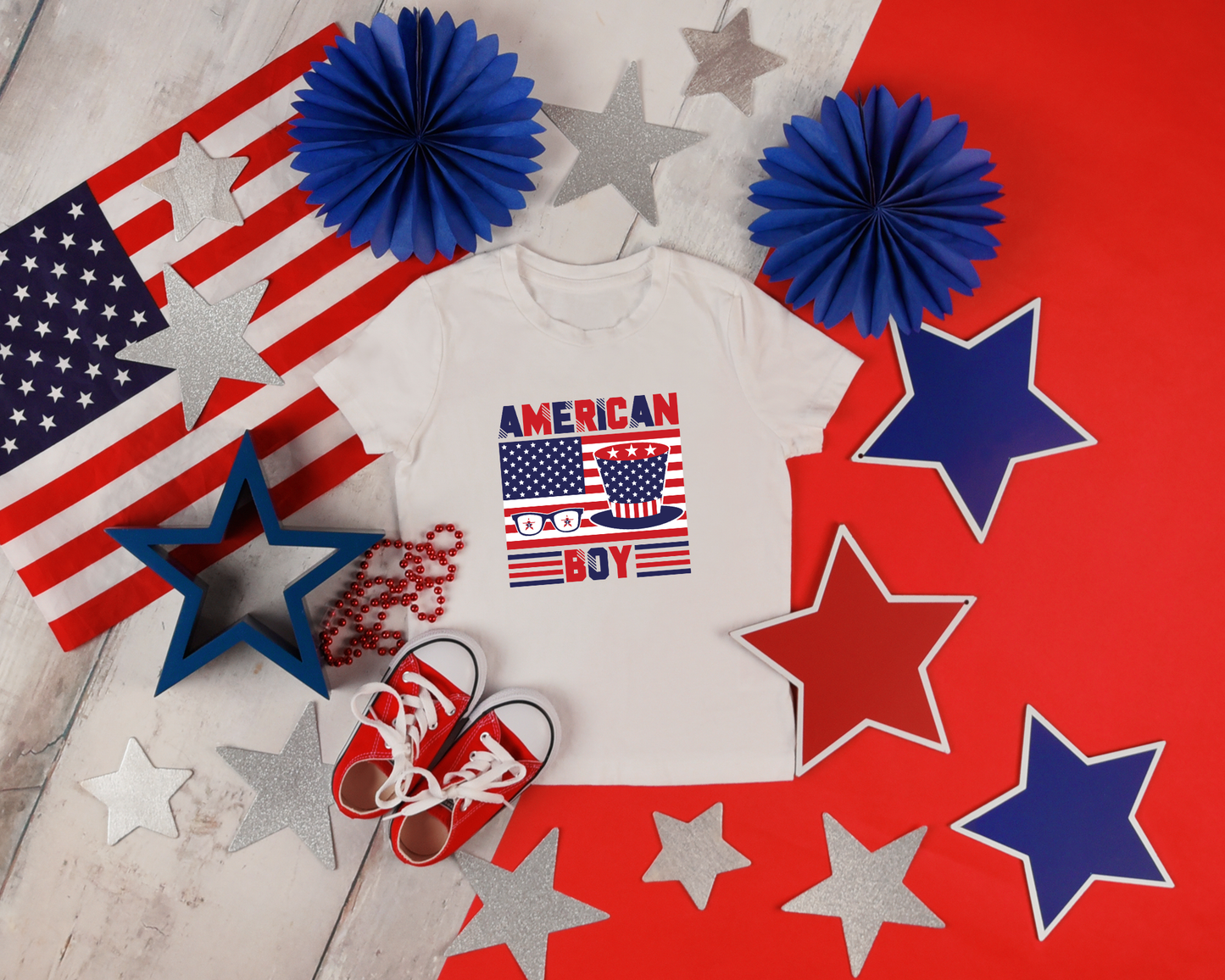 4th of July- Patriotic American Boy T-Shirt