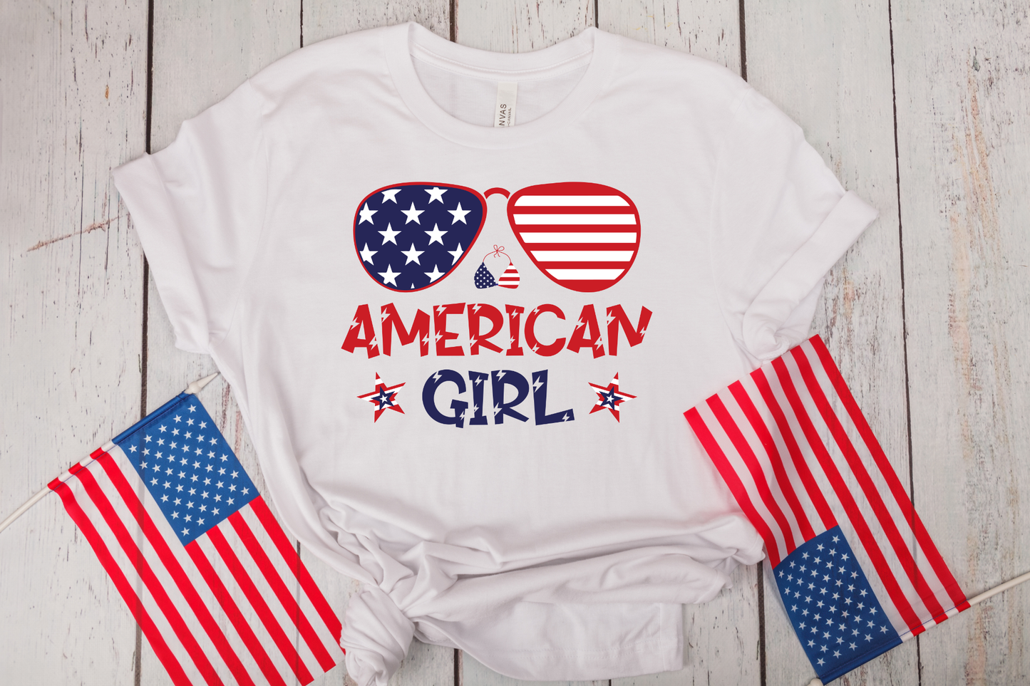 4th of July- Patriotic American Girl T-Shirt