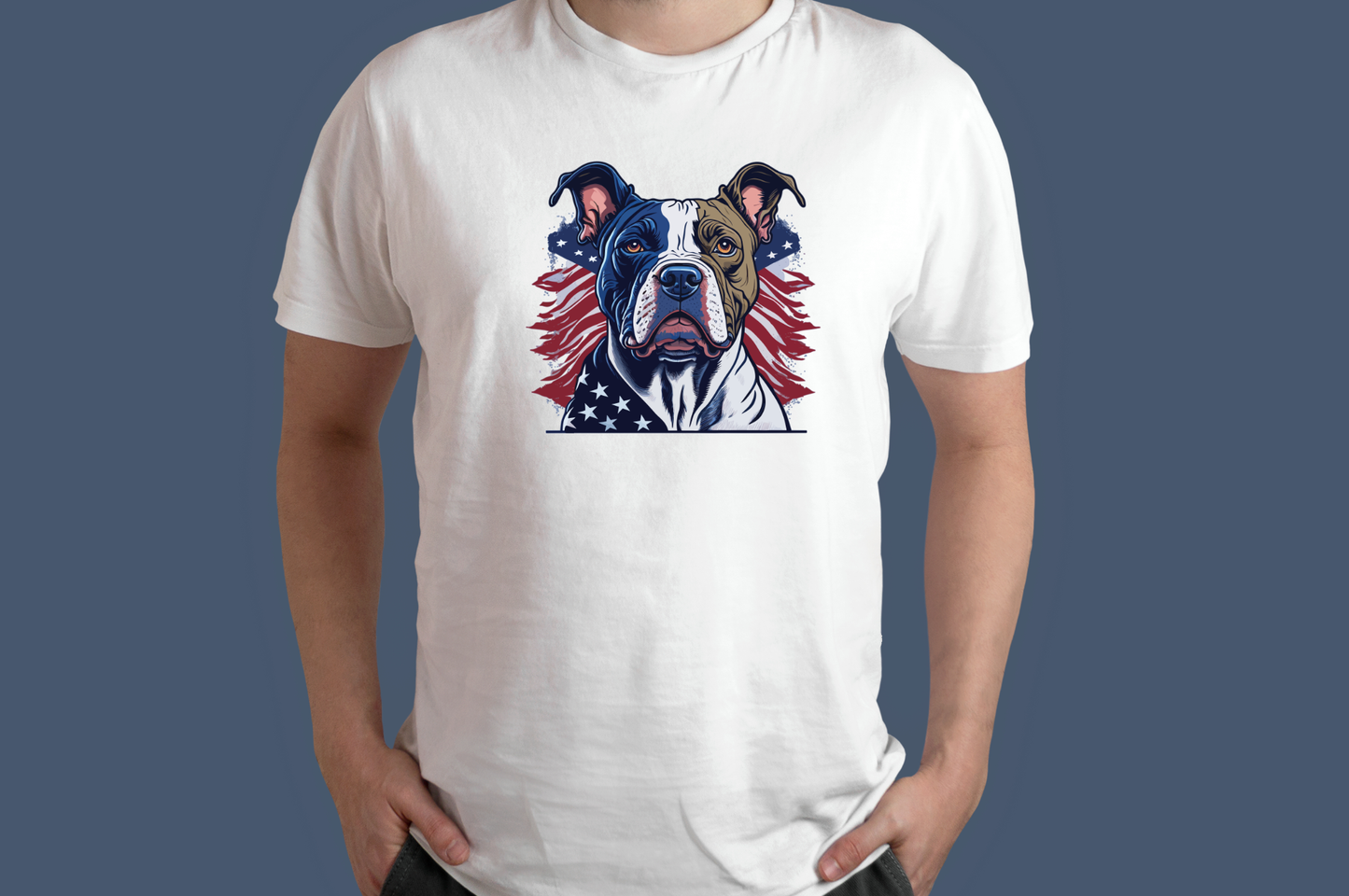 4th of July- Patriotic American Pitbull Dog T-Shirt