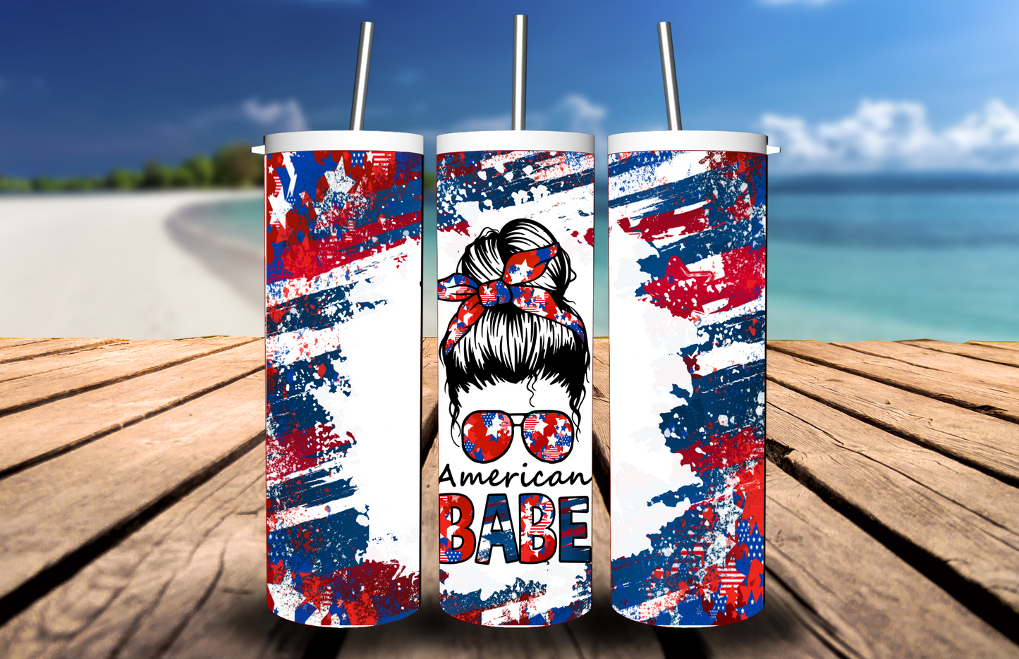 4th of July- Patriotic American Babe Tumbler