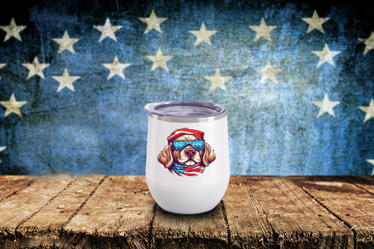 4th of July- Patriotic Beagle Wine Tumbler