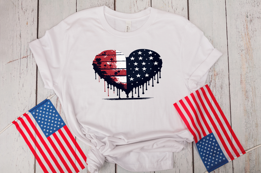 4th of July- Patriotic Dripping American Heart