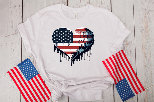 4th of July-Patriotic Dripping Heart