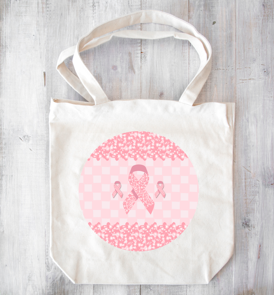 Pink Breast Cancer Canvas Tote Bag