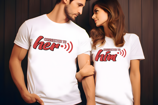 Connected to Him/Her Couples Shirt