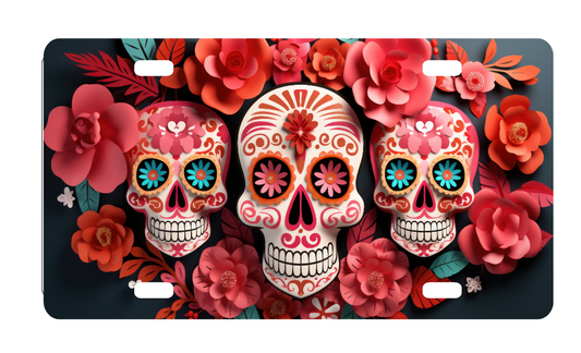 Day Of The Dead Skull License Plate