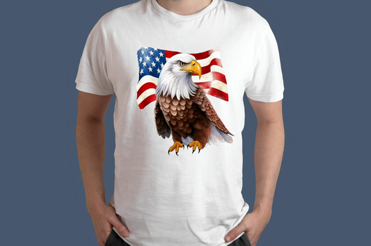 4th of July- Patriotic Eagle With American Flag T-Shirt